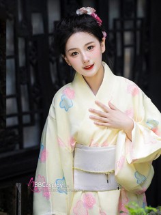 Áo Yukata Nắng Vàng Mùa Xuân Tặng Kèm Thắt Lưng