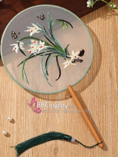 Quạt Tròn Thuê Hoa Lan Và Bướm