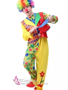 Trang Phục Chú Hề Áo Liền Quần Hoạ Tiết Nhiều Màu Mặc Vest Kèm Nón