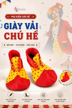 Giày Vải Chú Hề Vàng Chấm Bi Mũi Đỏ