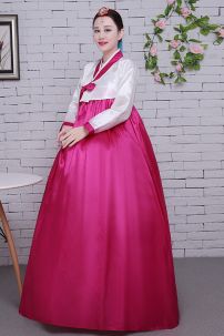 Hanbok Hàn Quốc Giá Rẻ Áo Trắng Váy Hồng Nơ Hồng