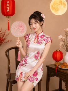 Sườn Xám Trắng Hoa Hồng Phi Size S