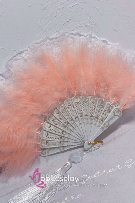 Quạt Lông Vũ Cam Pastel