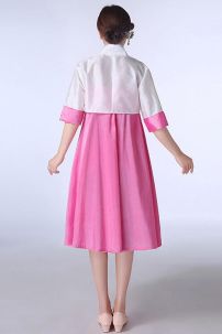 Hanbok Hàn Quốc Cách Tân Váy Ngắn Áo Trắng Váy Hồng Size S