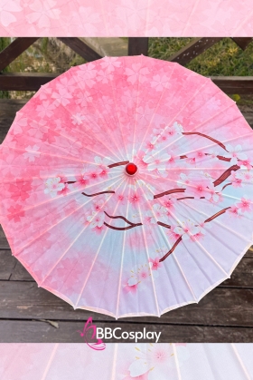 Dù Vải Cổ Trang Hồng Hoa Anh Đào