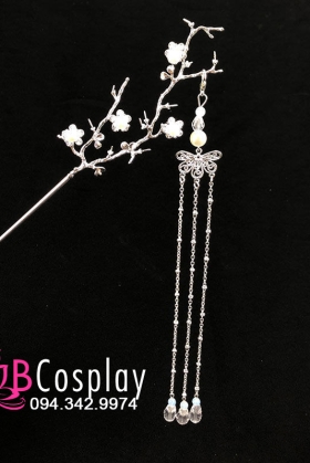 Trâm Hoa Mai Cài Tóc Cổ Trang - Màu Bạc