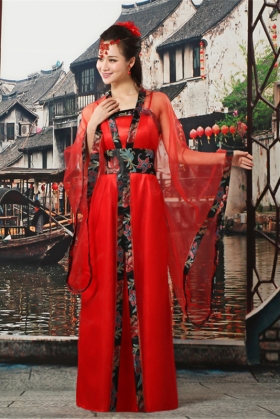 Trang Phục Hằng Nga - Đỏ Viền Gấm Đen